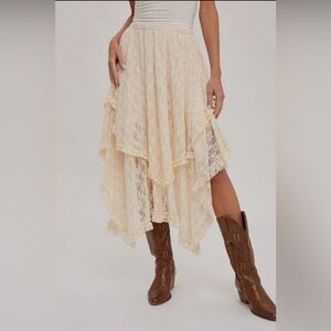 Lace Tiered Midi Skirt